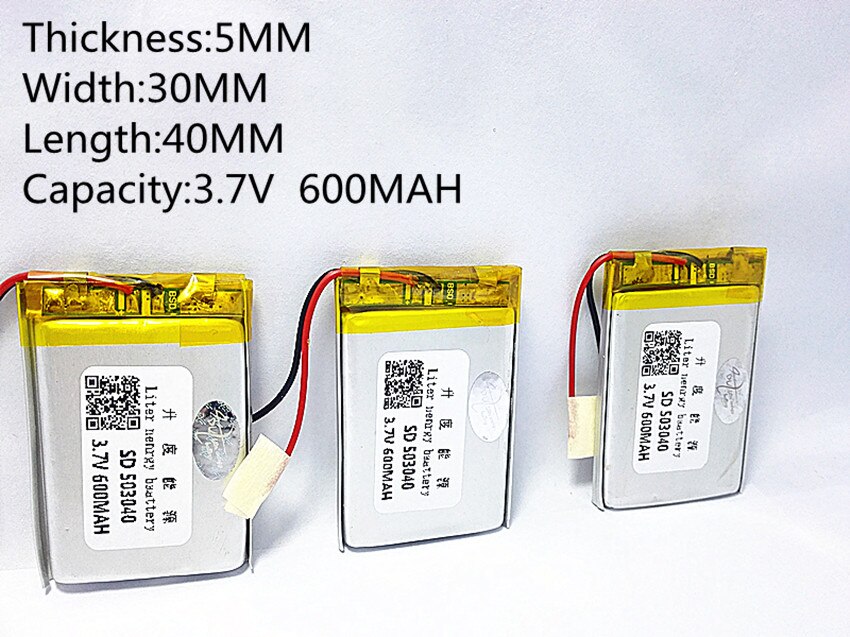 3.7 V 600 mAh batterij 503040 Lithium Polymeer Li Po li ion Oplaadbare Batterij Voor Mp3 MP4 MP5 GPS elektronica deel