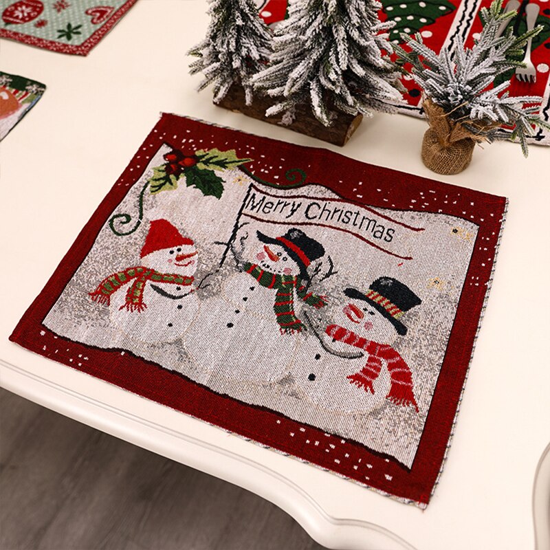 Vrolijk Kerstfeest Placemat Kerst Placemats Heatproof Doek Kerst Ornament Keuken Decoratie Voor Thuis Diner Decoratie: 02