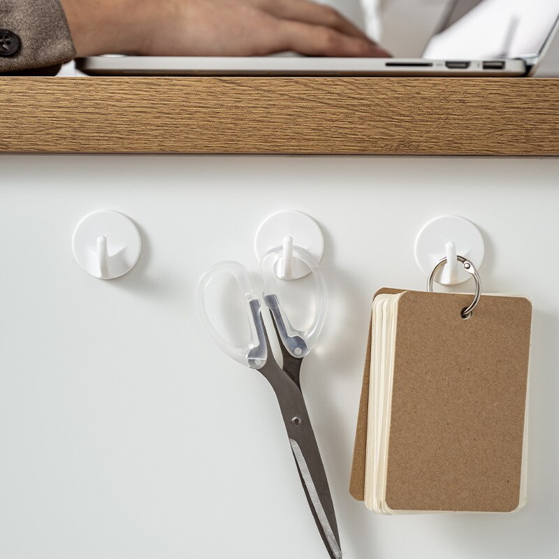 Support de rangement mural rond, crochet de salle de bain, cuisine, supports de colle adhésifs muraux, crochet collant en plastique résistant à la charge