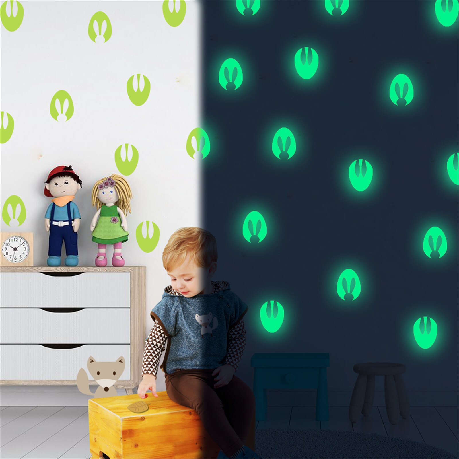 Lichtgevende Voetafdrukken Pvc Sticker Plafond Slaapkamer, Pasen Woondecoratie Delicate Draagbare Persoonlijkheid Handig Hulpmiddel