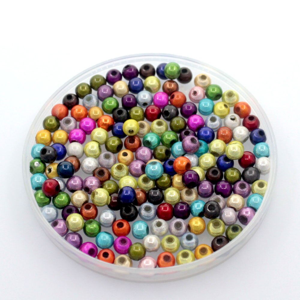 Tevida Q08 4/6/8/10mm Ronde Acryl Reflecterende Miracle Effen Parels Kralen DIY voor Oorbel ketting Sieraden Maken Accessoires