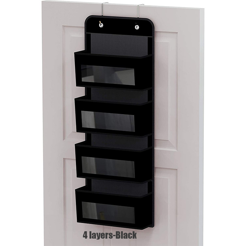 Organizador colgante sobre la puerta, 1/3/4/5 bolsillos grandes sobre la puerta, montaje en pared, ganchos de almacenamiento, ropa para baño y dormitorio: Morado