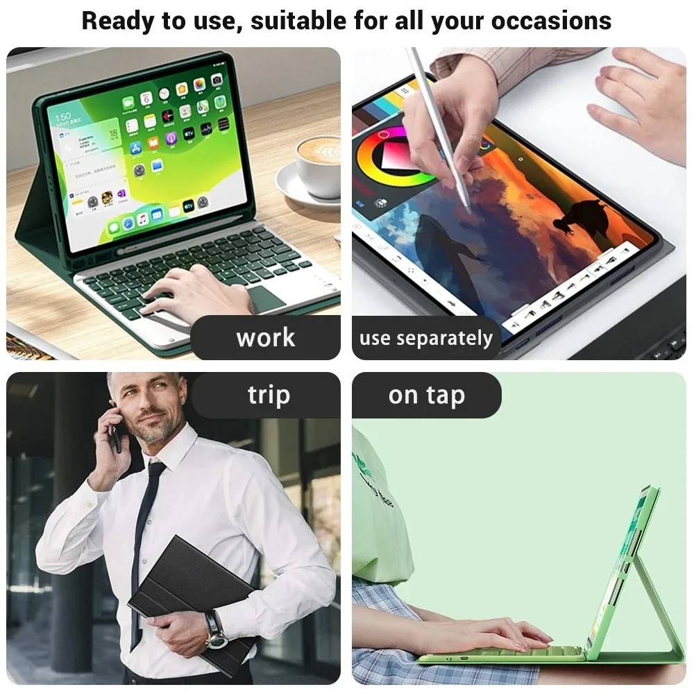 Para el IPad Air 13 2025 M3 M2 para IPad Air 13 pulgadas M2 Pro 12,9 13 funda para teclado de cuero PU con Bluetooth inalámbrico con portalápices