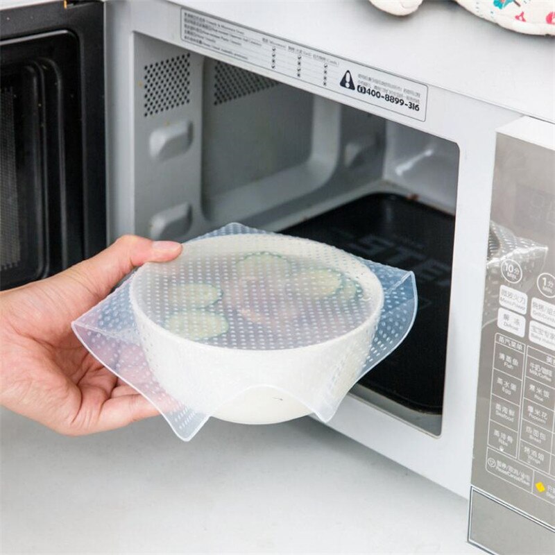 De silicona tazón cubre reutilizable papel para guardar alimentos frescos tapa sellada Stretch Film transparente bol de vacío de plástico accesorios de cocina