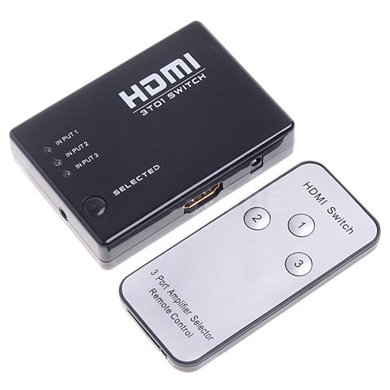 Mini 3 Port Hdmi Switch Switcher Splitter 1080P Hd Video + Ir Remote: Default Title
