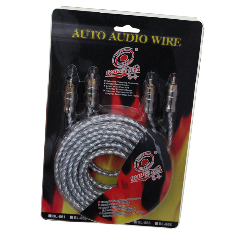 Cable de Audio para coche, Cable de señal de cabeza de Metal de cobre puro, altavoz de Audio estéreo, amplificador de Cable, instalación de subwoofer RCA, cableado secundario