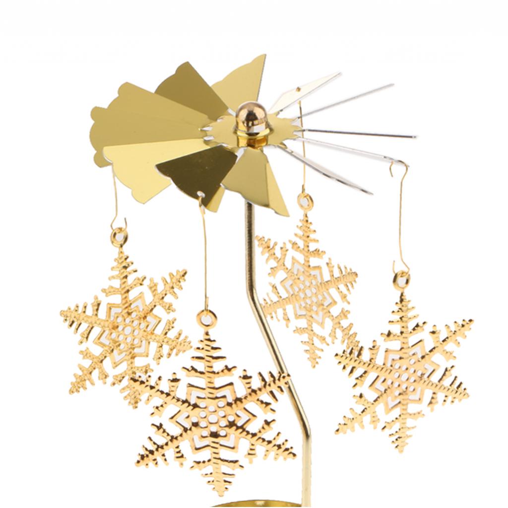 Weihnachten Windmühle Dekor rotierende Kerze Teelichthalter Kerzenständer Ornament-Schneeflocken Elf Stern Herz Baum Rentier