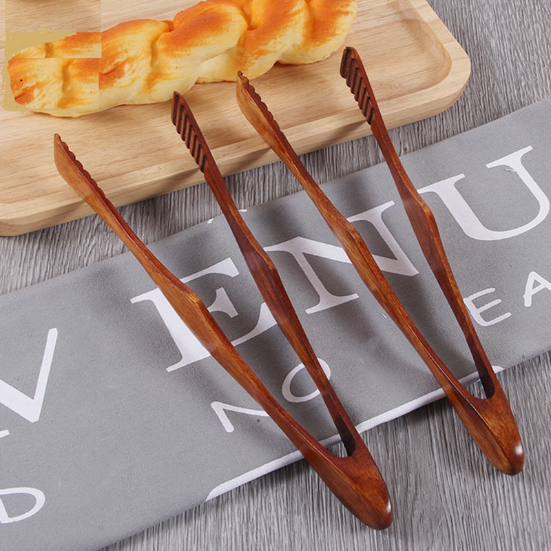 Cooking Kitchen Tongs Food BBQ Tool Salad Bacon Steak Bread Cake Wooden Clip Home Kitchen Utensil 2Pcs