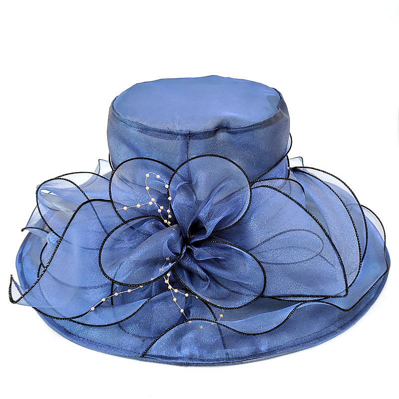 Women's Organza Church Fascinator Bridal Tea Party Wedding Hat Ladies Female Fedoras Solid Color Cute Outdoor Cap