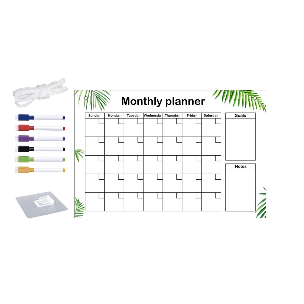 mit 6 Stiften, Acryl-Notiztafel, transparent, wiederverwendbar, Kühlschrank, Kalender, rahmenlos, zum Aufhängen, Notiztafel-Set, Kühlschrank: Lila