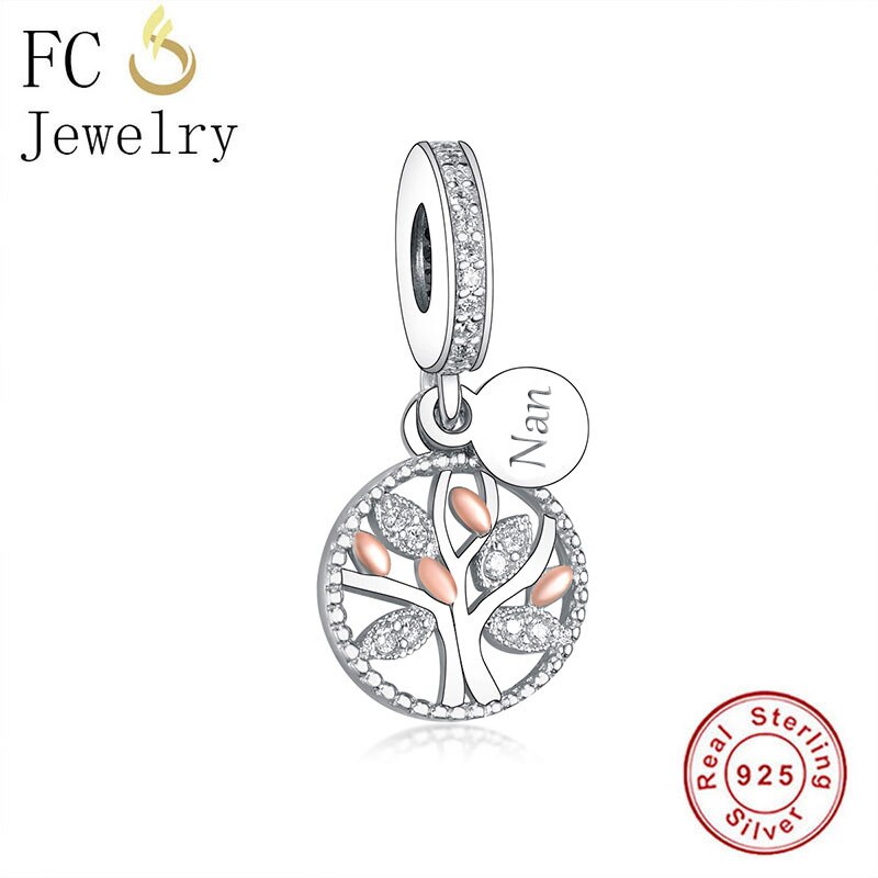 FC Jewelry Fit Original Charm Bracelet 925 Sterling Silver Rose Gold Tree of Life Bead For Making Mum Wife Niece Berloque: Nan