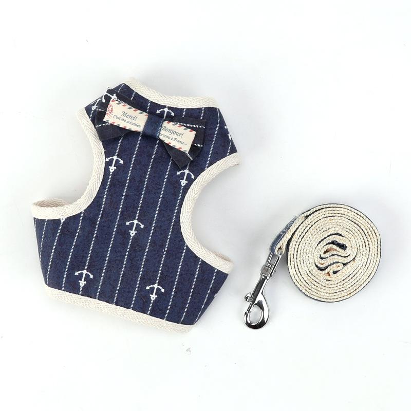 Kleine Hond Harnas Leiband Set Huisdieren Honden Producten Kat Vest Strik Mesh Gevoerde Voor Puppy Chihuahua Pug Bulldog kragen: Blue / S