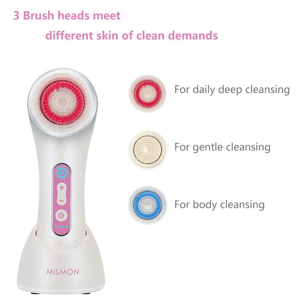 Mismon 106a ansiktsrens skjønnhetsmaskin elektrisk sonic rensebørste hudpleieverktøy ansiktsvask børste vibrator enhet for ansikt