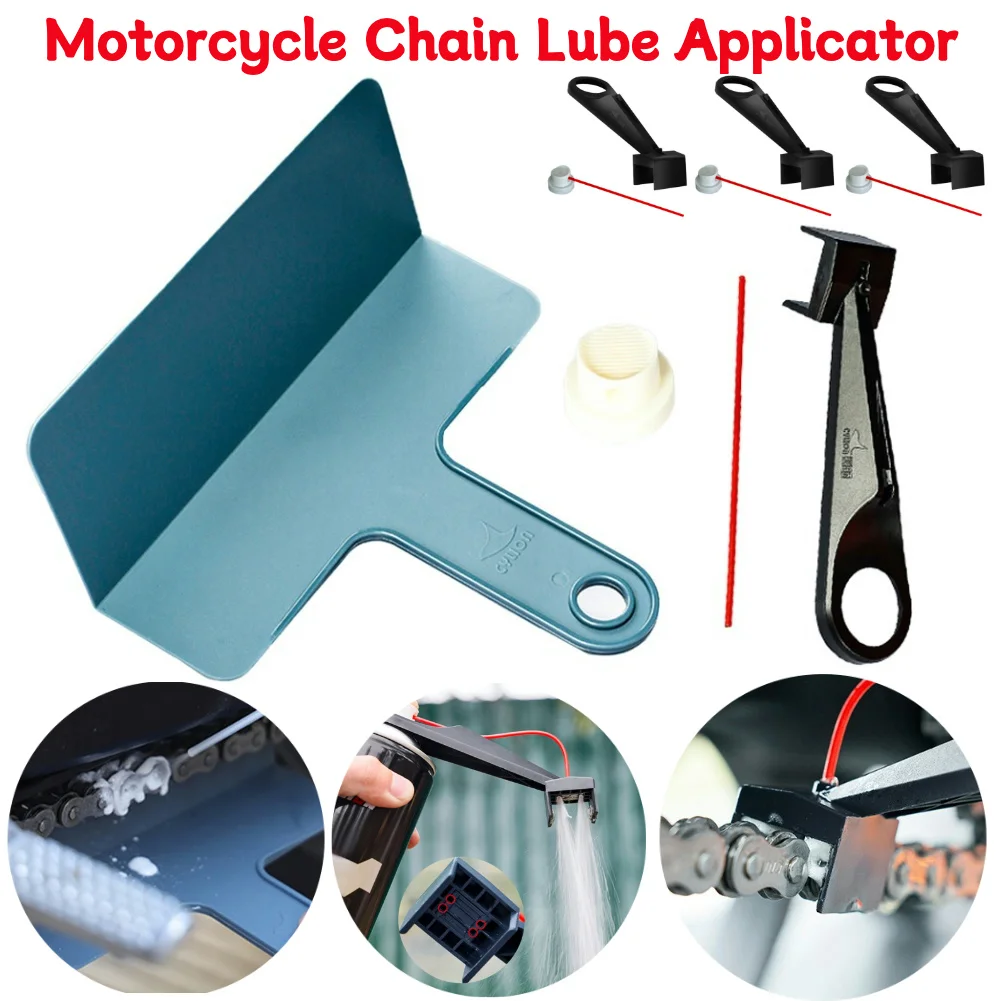 Herramienta engrasadora de lubricante para cadena de motocicleta con protector contra salpicaduras, accesorio limpiador de cadena de cera sin desorden, aplicador de aceite para cadena de motocicleta