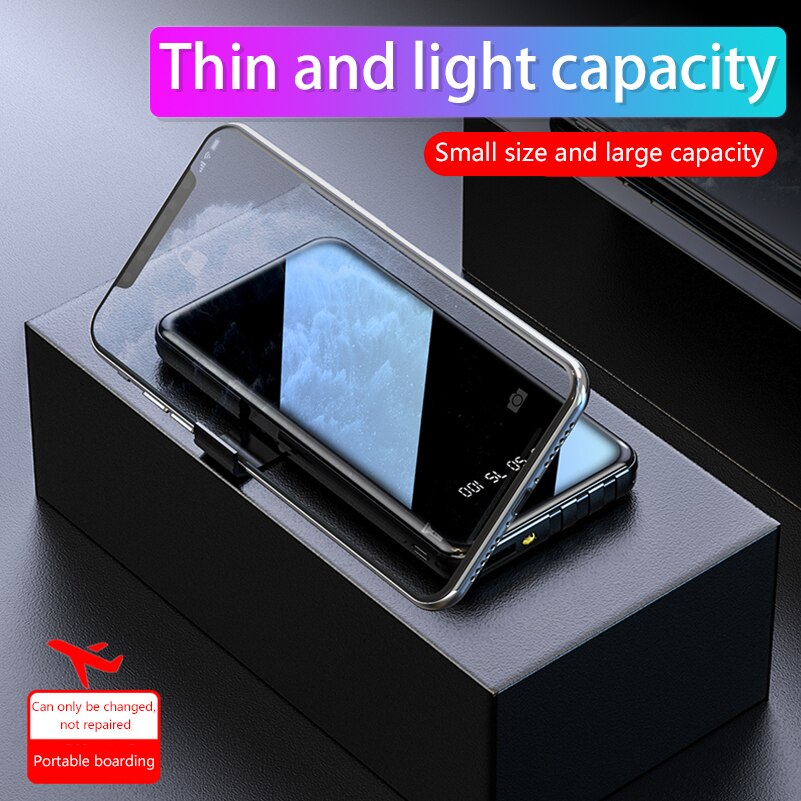 Power Bank 30000mAh Full Screen Mirror Portable Powerbank Pover Bank External Battery Charger Fast Charging Poverbank For Phones