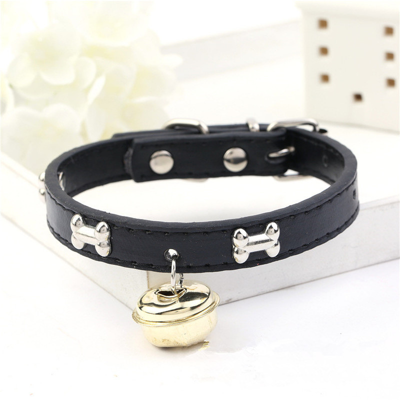 Bone Leer Duurzaam Bell Huisdier Halsband Dierbenodigdheden Accessoires Hals Band Kraag Voor Hond Puppy Pug Halsbanden Voor Kleine honden