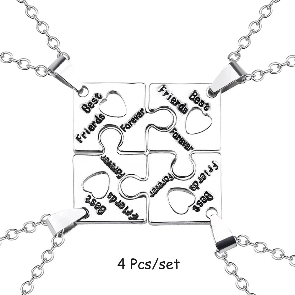 4 unids/set mejores amigos colgantes collares amistad para siempre gargantilla collar BFF hueco amor corazón joyería para amigo: Default Title