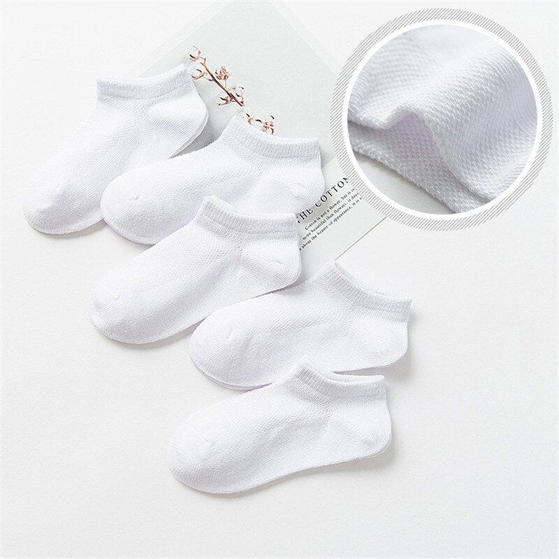 5 paia/lotto bambini accoglienti morbidi calzini in cotone a rete traspirante solido per 1-12Y Boy Girl Baby Teen Summer Kids abbigliamento accessori