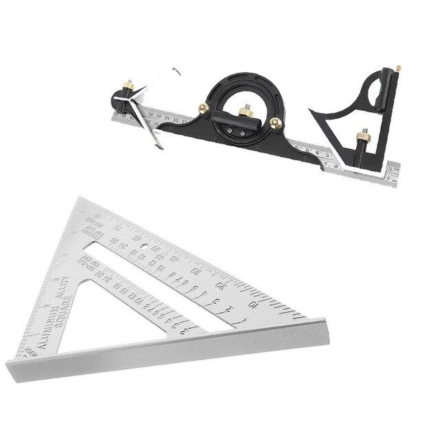 0-300mm carpenter tools Combination Square Angle Ruler Stainless Steel protractor Multi-function Measuring Tool: 7inch Sliver type2