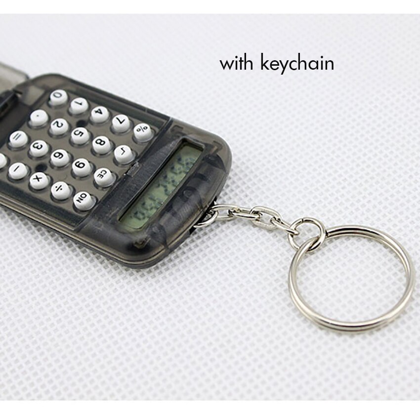 Mini calculadora con llavero, cubierta abatible, calculadora electrónica portátil para estudiantes para niños, suministro escolar de Color aleatorio
