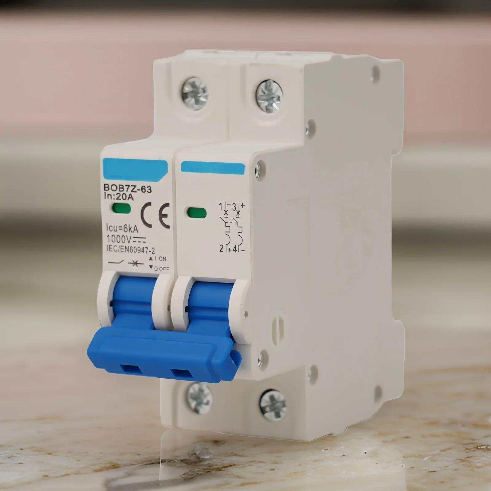 DC Stroomonderbreker 1000V 2 Pole Dubbele MCB Solar PV 6 10 16 20 32 40 50 63 Amp Solar vervangende Accessoires Voor Huishoudelijke