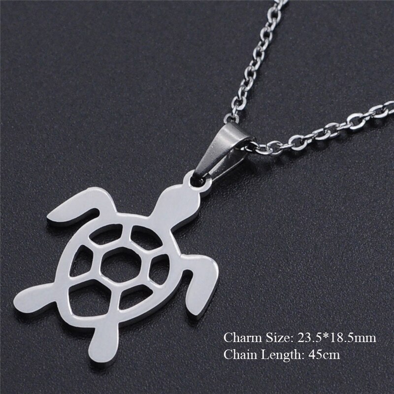 Rinhoo-collar de tortuga hueca de acero inoxidable para hombre y mujer, Gargantilla de animales, joyería para de cumpleaños