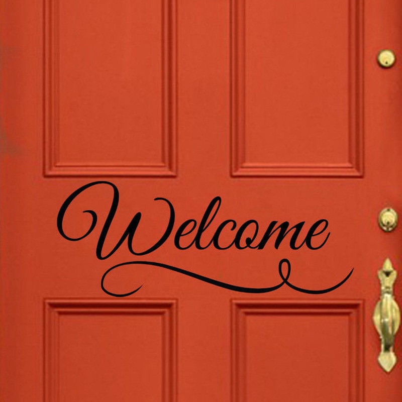 25*9.7CM Welcome Door Sticker Vinyl Personality Style Wall Stickers Decal Black A0072