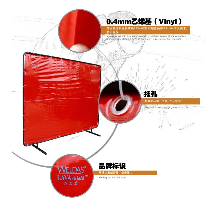 Manta translúcida Anti-UV FR de 6 &#39;x8&#39;, a prueba de fuego, pantallas de soldadura de vinilo ignífugas, cortina