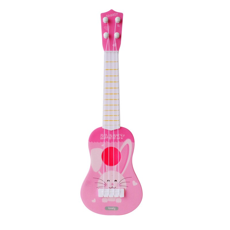 Børn pædagogisk leg legetøj musikinstrument dyr musik guitar ukulele legetøj: Lyserød kanin