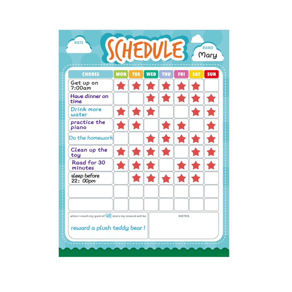 Removable Whiteboard Fridge Sticker Weekly Planner Magnetic Dry Wipe Calendar Schedule Kids Reward chart School Home Stationery
