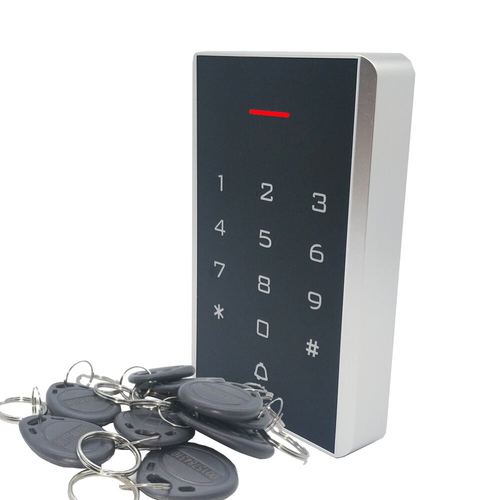 Wiegand input and output Keypad Reader Proximity 125khz RFID Card Door Lock Access Control System: Grey Keyfobs