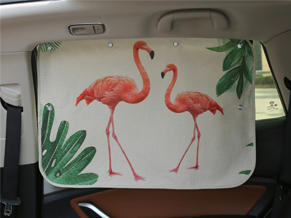 1pc 70*50cm Auto Cartoon Gordijn Cover Zon Blokkeren Auto Gordijn Side Blokkeren sucker Zonnescherm Gordijn voor kinderen: flamingo