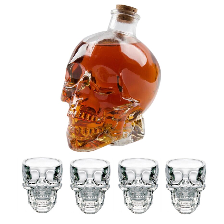 Crystal Glass Skull Head Shot Transparent Champagne Cocktails Beer Coffee Wine Bottle Cups Set Drinking Containers Tequila Cup