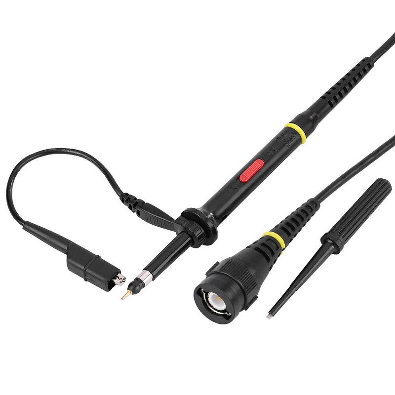 Hantek P7100 oscilloscope probe Broadband 100MHz-300MHz test probe, compensation range 10pF-35pF BNC clamp cable lead kit