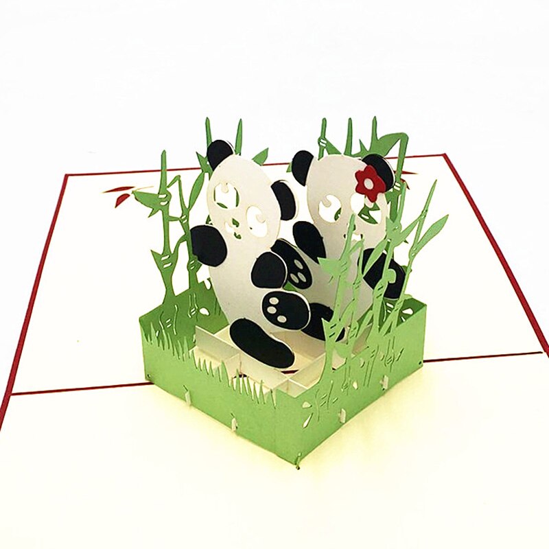 1 pcs Handgemaakte 3D Pop Up Card Panda Papier Groet Kirigami Kaart Gelukkige Verjaardag Uitnodiging Kaart Ansichtkaarten Kids Thanksgiving: Default Title