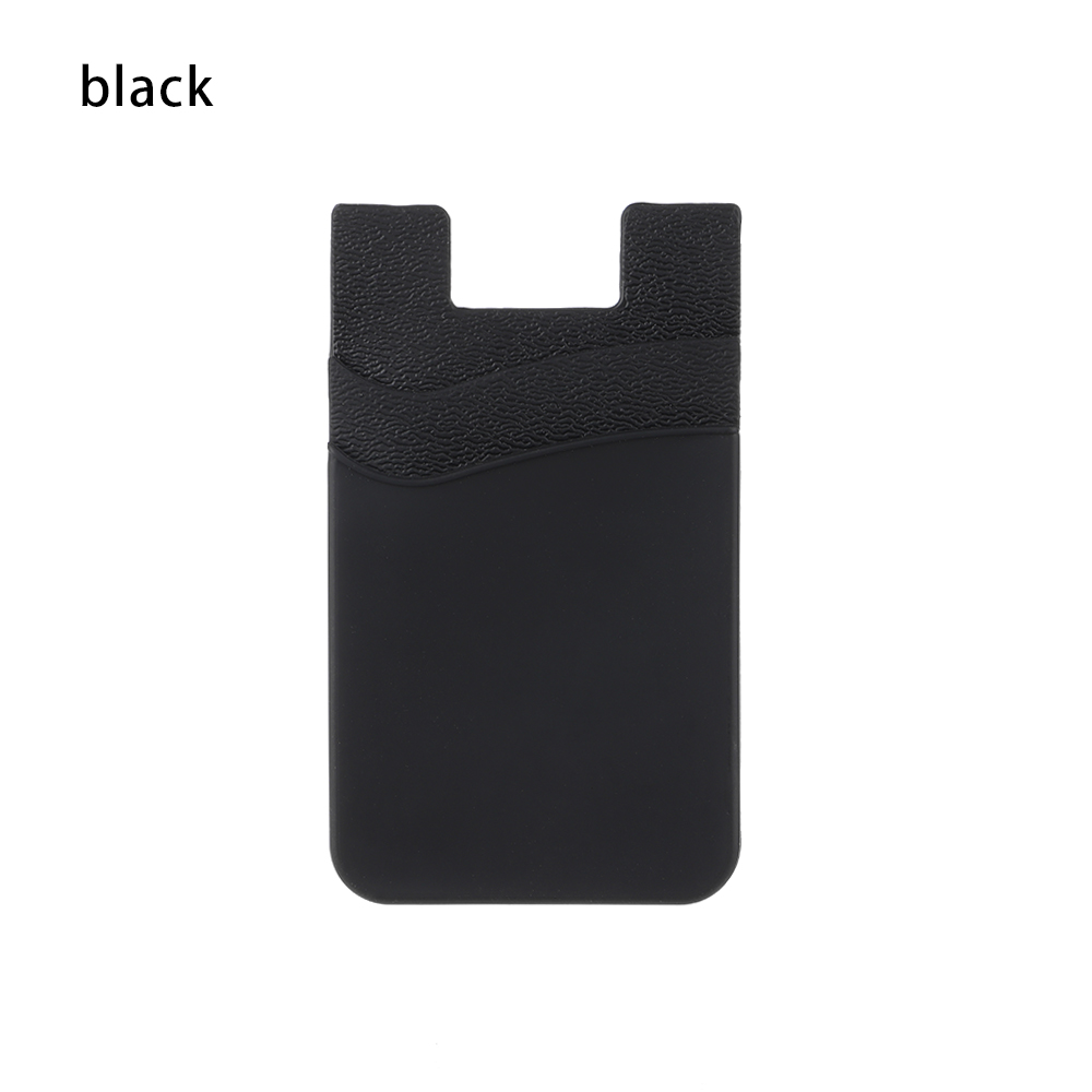 1Pc Siliconen Telefoon Wallet Case Zelfklevende Kaarthouder Universele Gsm-zakje Stok Op Creditcard Zakken portemonnee: black
