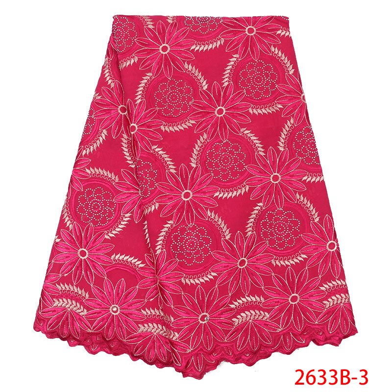 Swiss Voile Laces Fabrics African Lace Fabric Embroidered French Cotton Lace Fabric with Stones for Women KS2633B-4