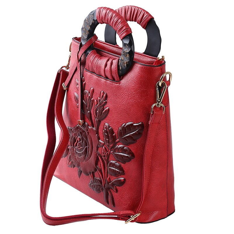 Vintage pu leren crossbody tas chinoiserie reliëf damestassen handtassen dames grote schelp bloemen dames schoudertas