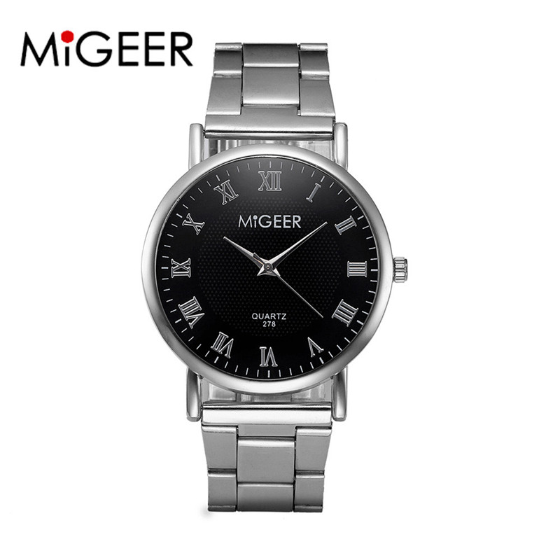 MIGEER Luxe mannen Horloge Roestvrij Staal Quartz Horloge Dames Elegante Analoge Horloge Relojes Masculino