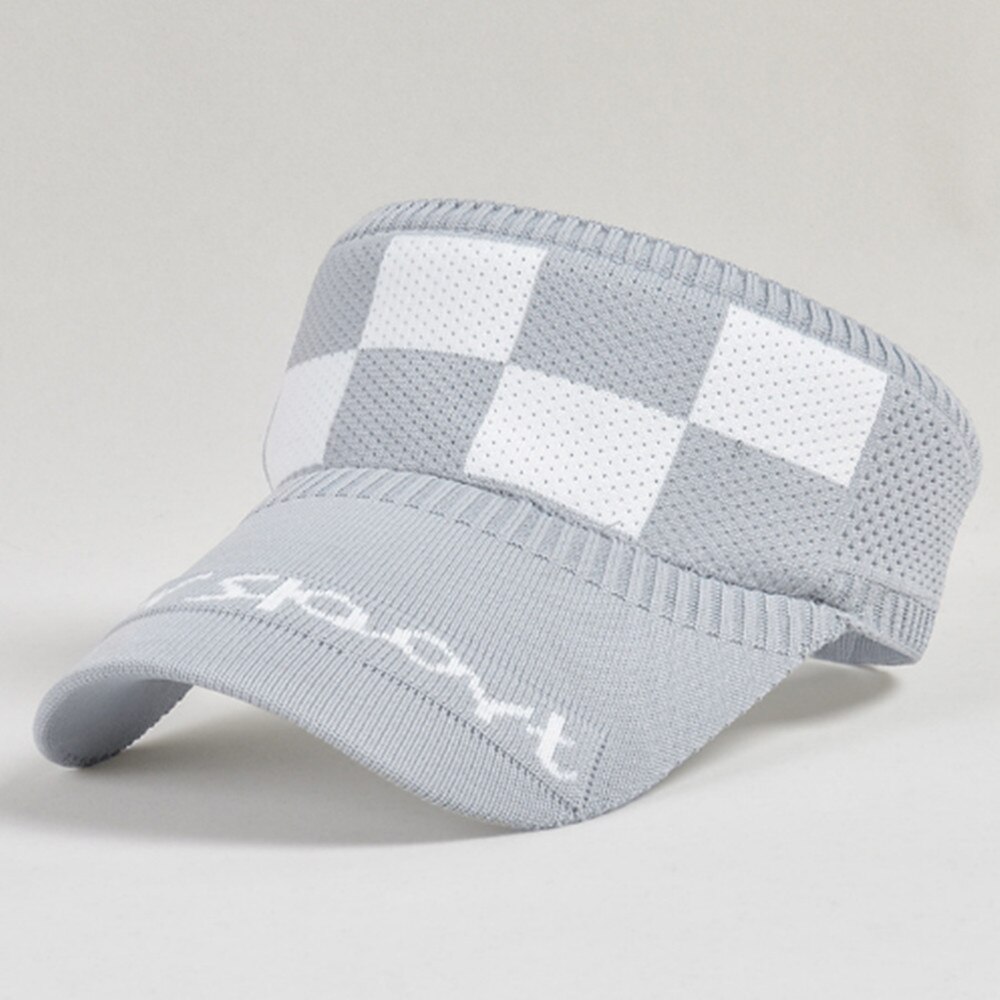 Womens Mens Empty top Hat Outdoor sports Sun Sunscreen Beach Hat MZ009: Plaid gray