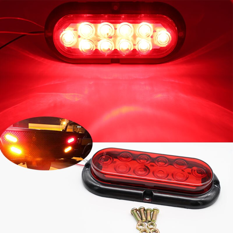 2 sztuk 12V uniwersalny 10doprowadziło czerwony ciężarówka z przyczepą karawana Taillight światło cofania skręcać sygnał lampa zatrzymać hamulca samochodu ostrzeżenie ulec poprawie