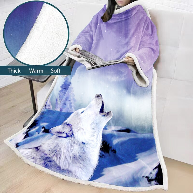 Susi sherpa fleece lämmin paksu pehmeä viltti fleece viltti hihoilla tytöt puettavat heittää sohva matkustaa ulkona huopa: Default Title