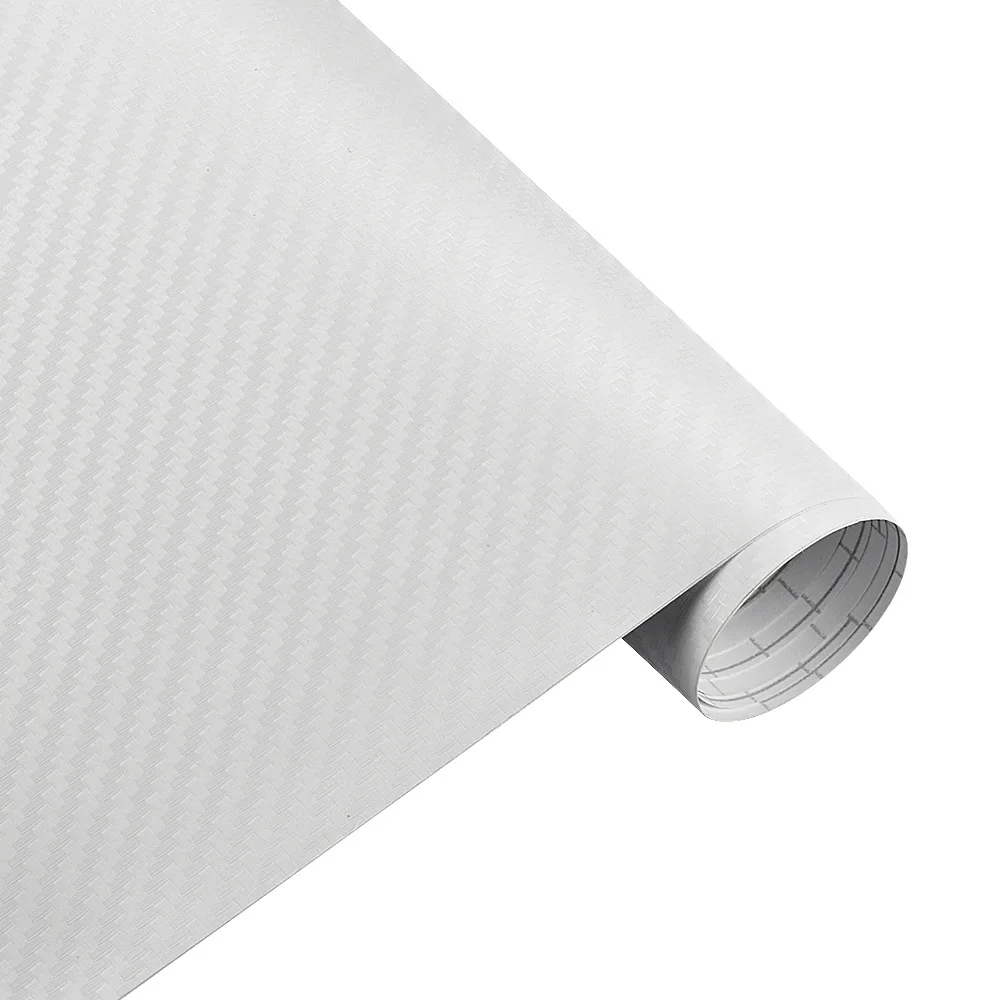 Filme de vinil de fibra de carbono 3d, 50cm de largura, 3m, adesivos de carro, à prova d'água, faça você mesmo, veículo, motocicleta, estilo de carro, acessórios de rolo: 4XL / Branco
