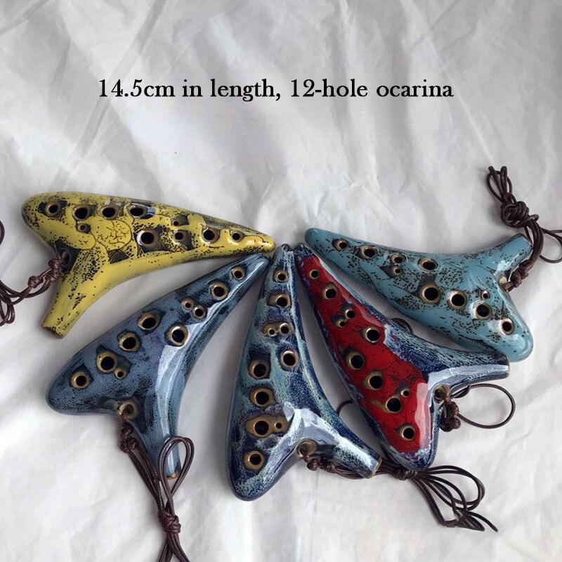 Chinese style classic 12 Hole Ocarina Ethnic Bagpipe Accessories Textbook Ocarina Crafts Retro Porcelain ocarina 12: Default Title