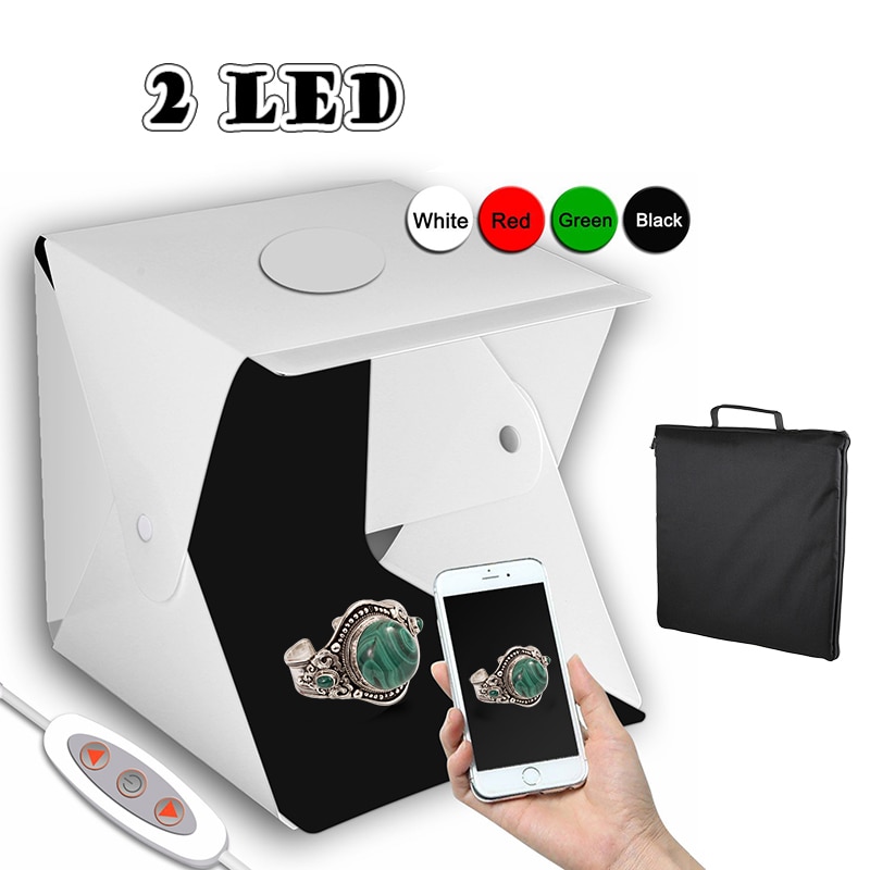2 LED Vouwen Lightbox 30*30 Draagbare Fotografie Foto Studio Softbox Verstelbare Helderheid Light Box Voor DSLR Camera