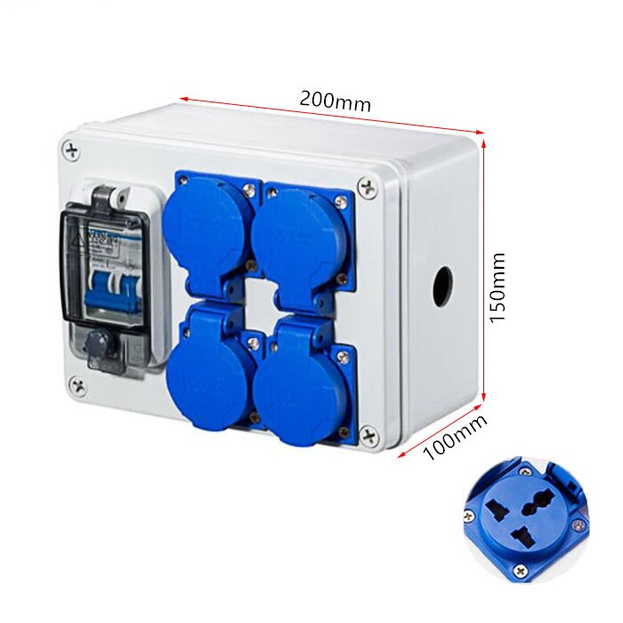 Outdoor rainwater socket Three holes 220V/ 10A home wall mounted multi-function outdoor socket box electric car charging: 4K 2P MCB / Multi-function socke