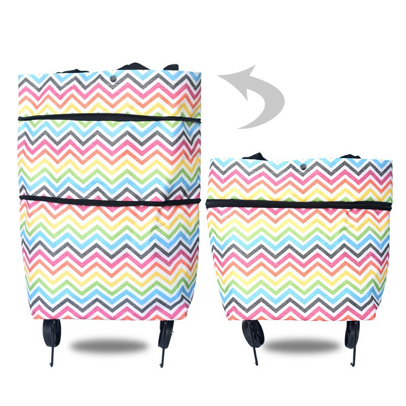 RUPUTIN Opvouwbare Boodschappentas Trolley Tassen Op Wielen Zakken Op Wielen Groenten Winkelen Organisatoren Draagbare Tassen: Rose red