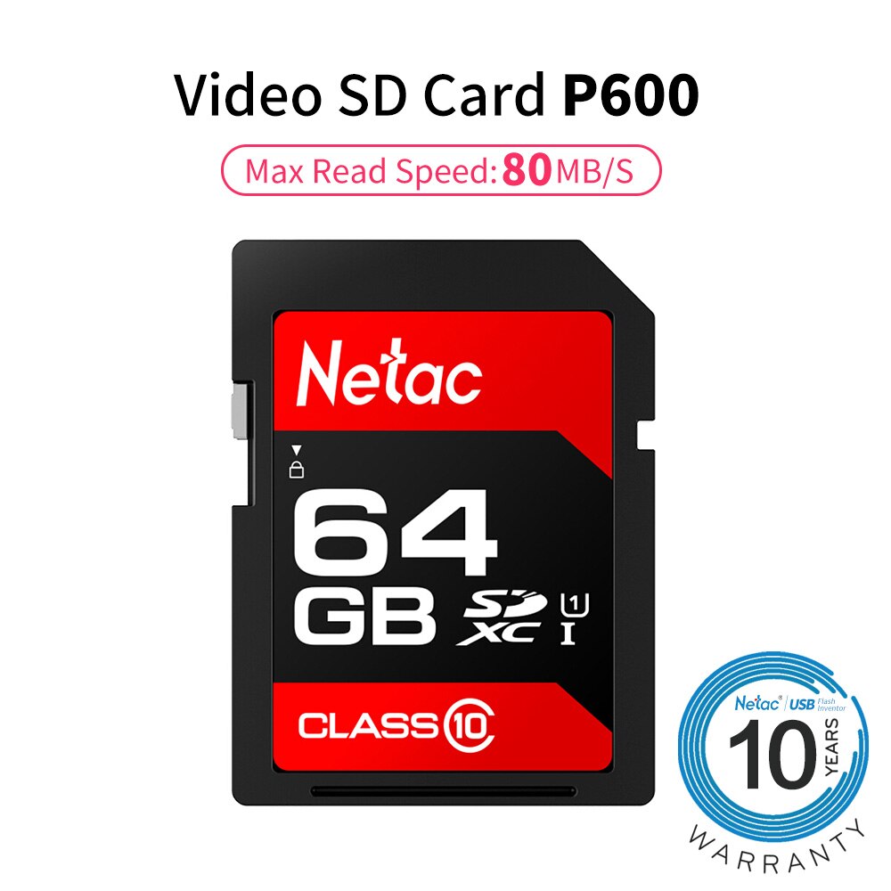 Netac P600 Sd-kaart 32Gb Sdhc/Sdxc Originele Geheugenkaart 64Gb Klasse 10 U1 Hoge Snelheid Van 80 Mb/s 16Gb 128Gb Voor Camera & Dv & Laptop: 64GB