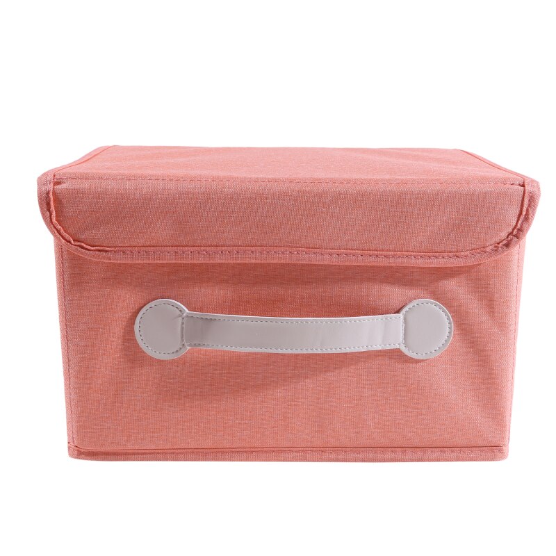 Fabric Storage Bin With Lid Handle Foldable Basket Organizer Large Boxes For Book Clothes Toy Nursery Bedroom Closet: Watermelon Red