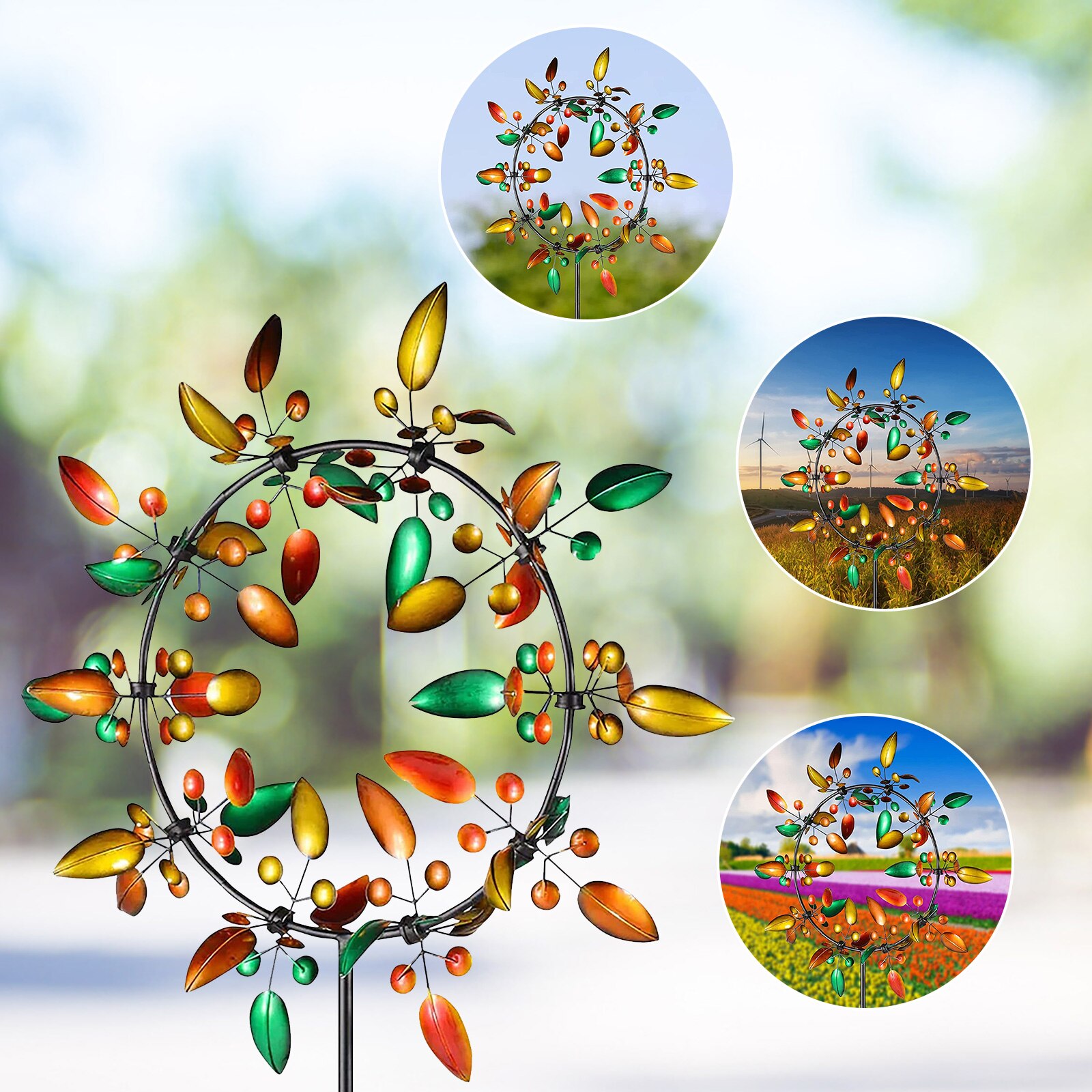 Garden Metal Windmill-Kinetic Metal Wind Spinner Catcher Sculptures Move with The Wind, Lawn Wind Spinners Outdoor Decoration